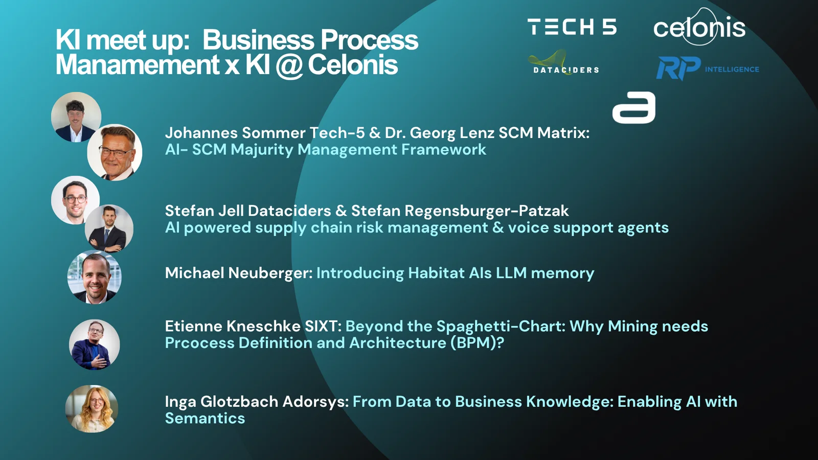 Agenda: AI Meetup: Business Process Management x AI @ Celonis