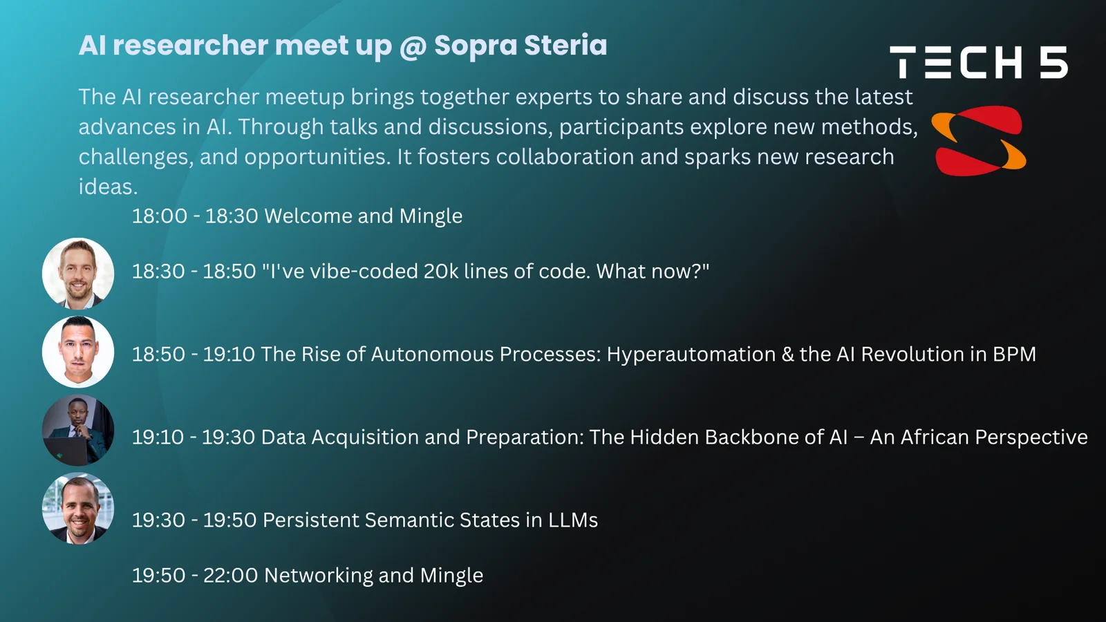 Agenda: AI Researcher Meetup @ Sopra Steria